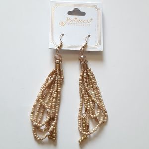 Princess Accessories Long Beaded Tan Earrings